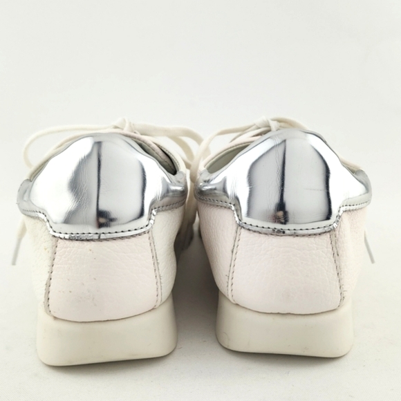 Studio Flexx Alternate  White Dusty Pink Leather Sneakers Chrome Detail Size 7 - Picture 5 of 15